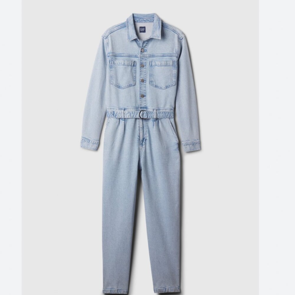 Belted Denim Jumpsuit